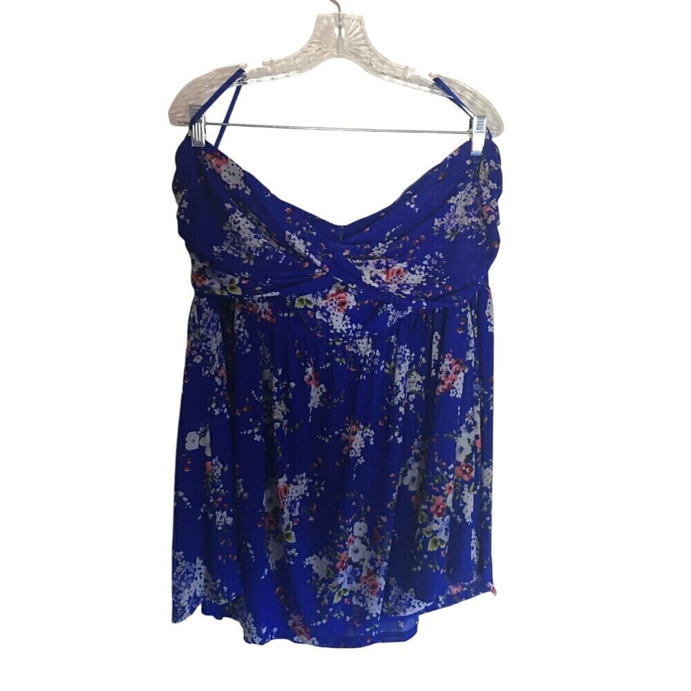 Torrid Top Women's Size 4X Blue Floral Sleeveless Strapless
